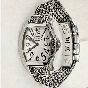 LOIS HILL Watch Sterling Silver Torneau Swiss Movement Bracelet Watch